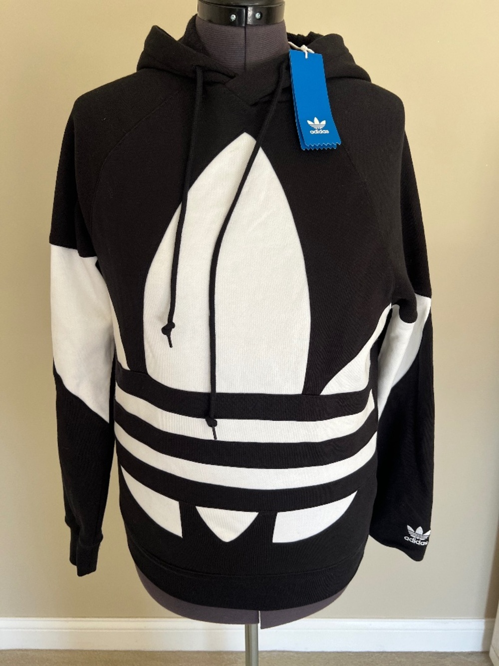 Adidas Originals Big Trefoil Hoodie Size XS Black/White